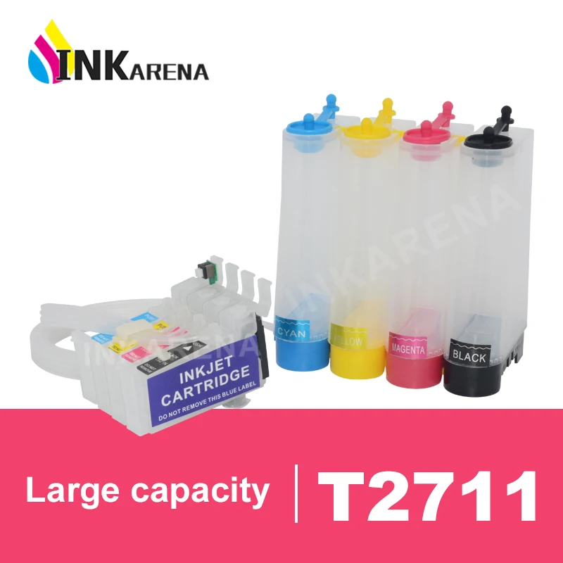 

INKARENA T2701 - T2704 T27 Ciss System For Epson With ARC Chip For Epson Printer WF 7715 7710 7720 7210 7110 7610 7620 3620 3640