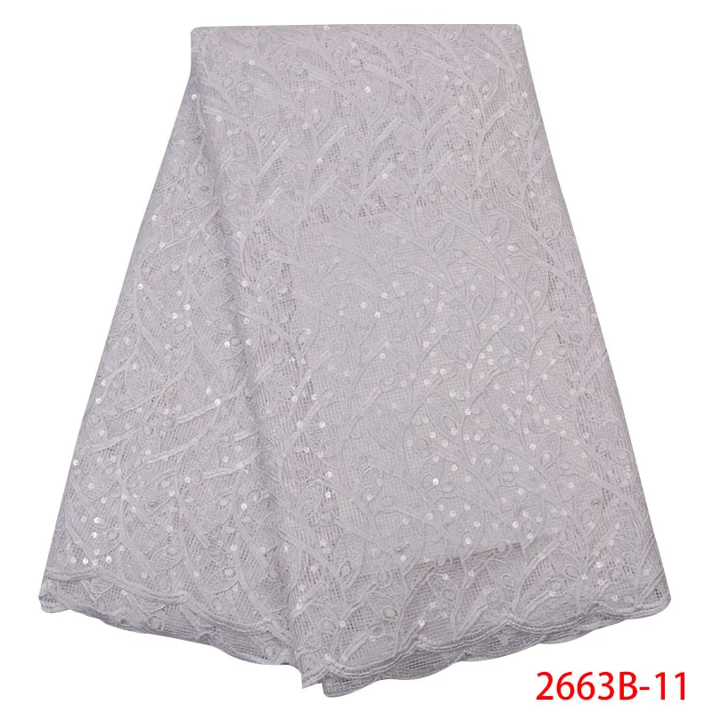 Best Selling African Lace Fabric High Quality Tulle Lace with Sequins French Embroidery for Wedding Dresses KS2663B-1