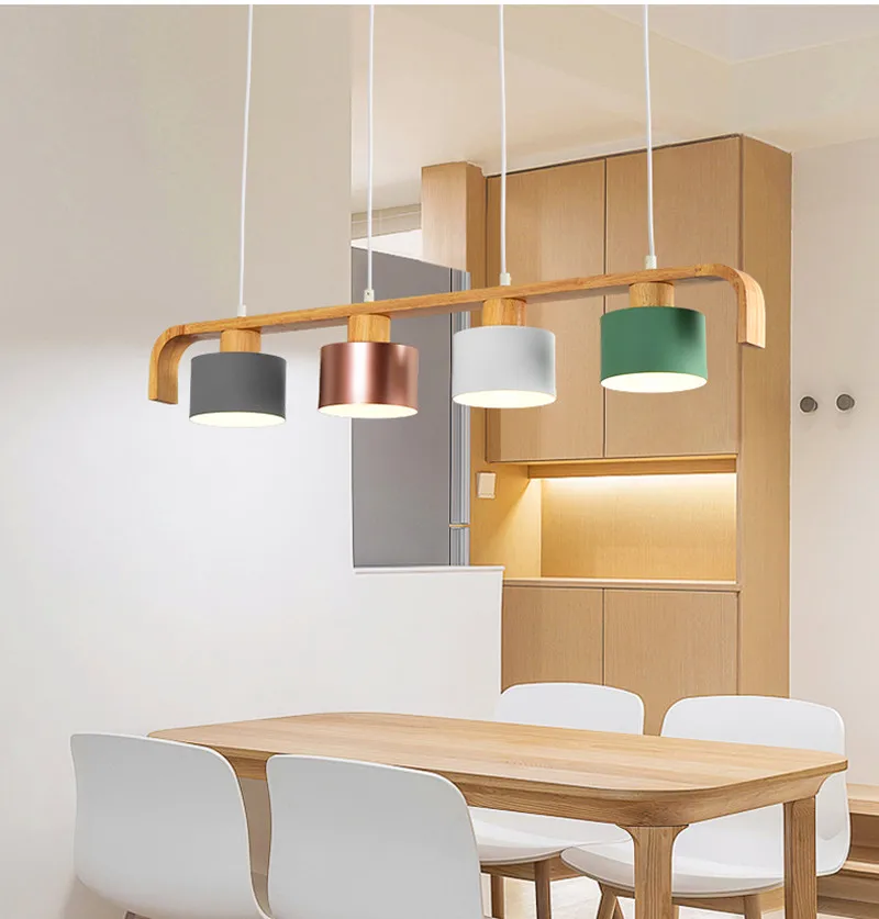 Modern LED Pendant Lights With Metal Lampshade For Dining Wooden Hanging Lamp Wood Kitchen Luminaire Modern LED Pendant Lights With Metal Lampshade For Dining Wooden Hanging Lamp Wood Kitchen Luminaire