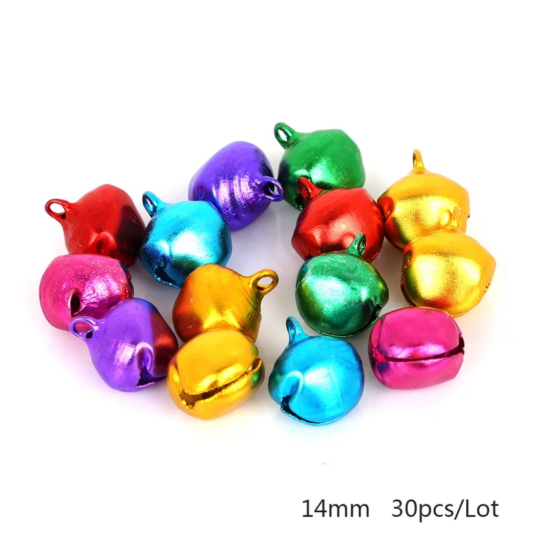 6 мм-14 мм Разноцветные Бусины, маленькие колокольчики для фестиваля, вечерние украшения/украшения для рождественской елки(30-200 шт - Цвет: 14mm 30pcs