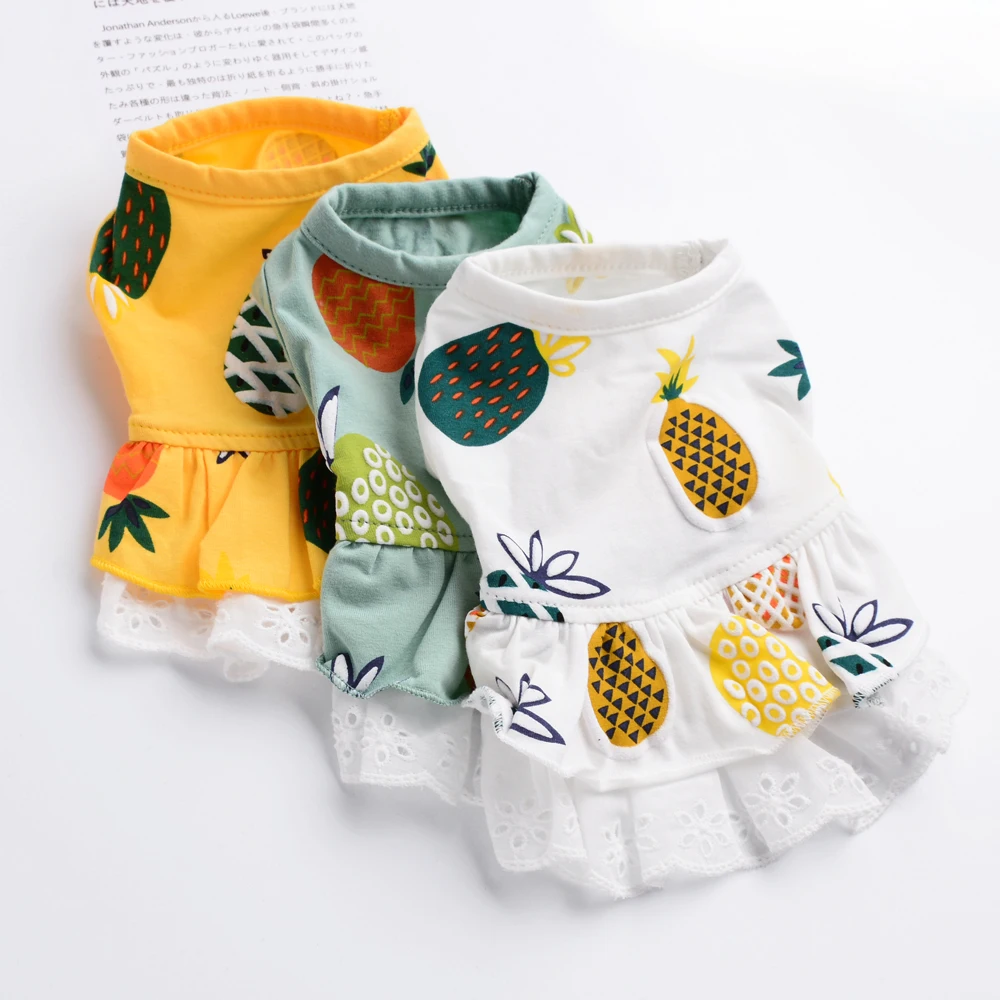 

Small Summer Dog Clohtes T-shirt Cute Pineapple Cat Puppy Teacup Dog Dress Chihuahua Yorkshires Terrier Clothing Dropshipping