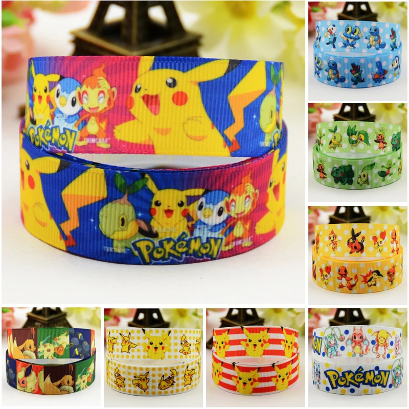 

7/8'' (22mm) Pokemon Cartoon Character printed Grosgrain Ribbon party decoration satin ribbons OEM 10 Yards