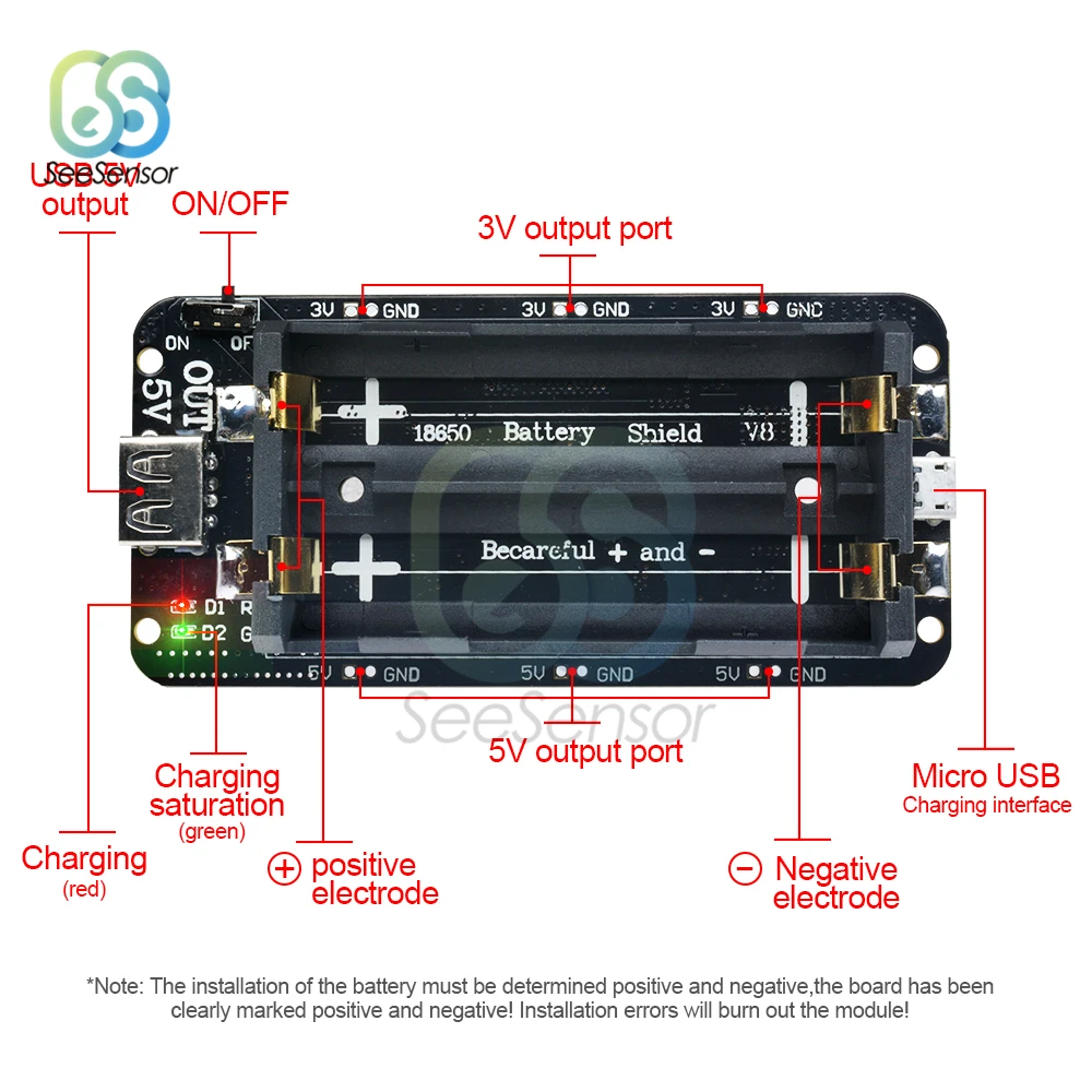 Двойной 18650 литиевая Защита аккумулятора V8 мобильный Мощность плата расширения Модуль 5 V/3A 3 V/1A микро USB для Arduino ESP32 ESP8266