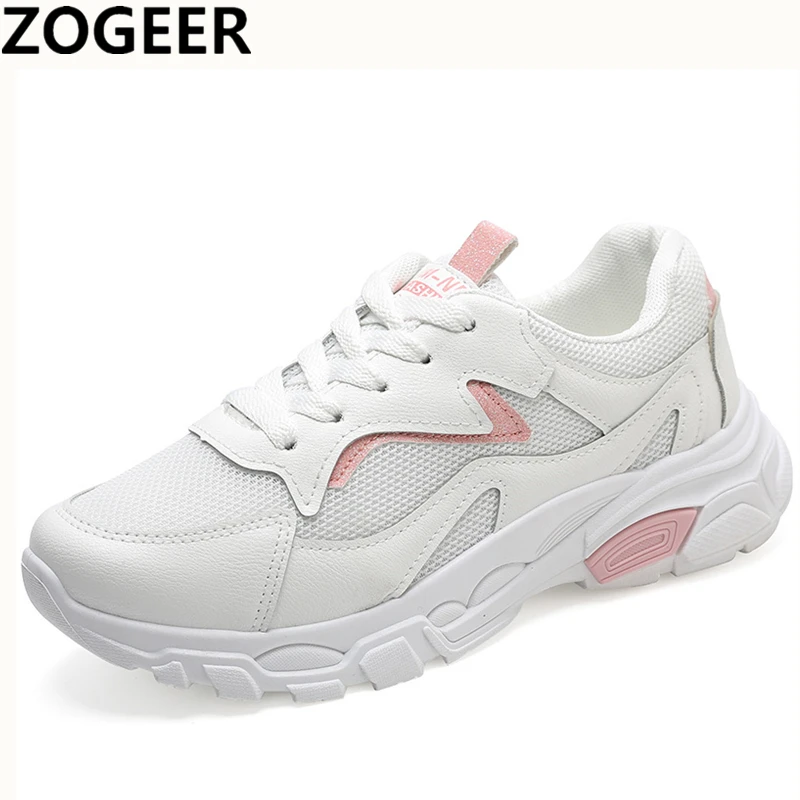 

Women Sneakers Hot 2019 Autumn Ladies Platform Casual Shoes Height Increasing Comfortable Chunky Lace-up White Shoes