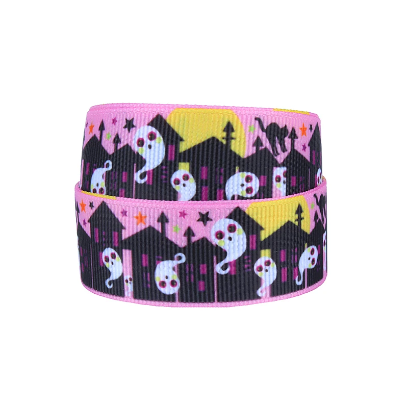 

FLRA Ribbon Flora Ribbons black cat and ghost printed Halloween ribbon