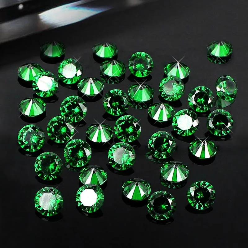 Wholesale Pointback Rhinestones Emerald 4 12mm Round Shape Brilliant Cubic Zirconia Stones DIY