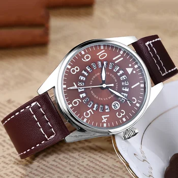 

Luxury Brand Men's Pilot Watches reloj hombre Men Calendar Waterproof Watch Man Casual Sports Military Leather Belt Wrist Watch