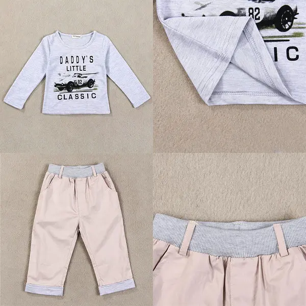 Комплекты из 2 предметов комплект одежды для малышей, детская хлопковая рубашка с длинными рукавами для мальчиков комплект из топа и длинных штанов комплекты одежды для малышей, От 1 до 3 лет