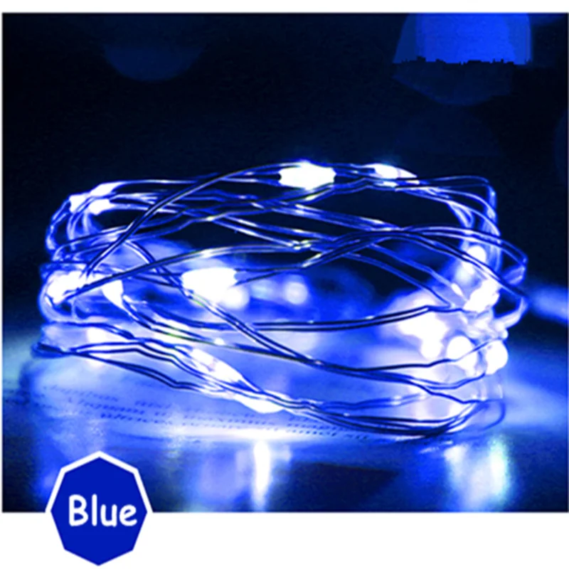 Фея 1 м 3 м на батарейках светодиодный медный провод гирлянды для свадьбы Рождество гирлянда фестиваль вечерние украшения дома лампа - Цвет: Blue