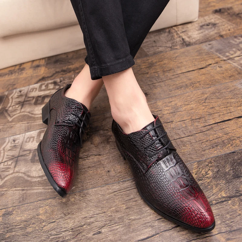 designer snake skin formal leather men shoes crocodile pattern dress wedding male footwear pointed toe brogue oxfords for men (29)
