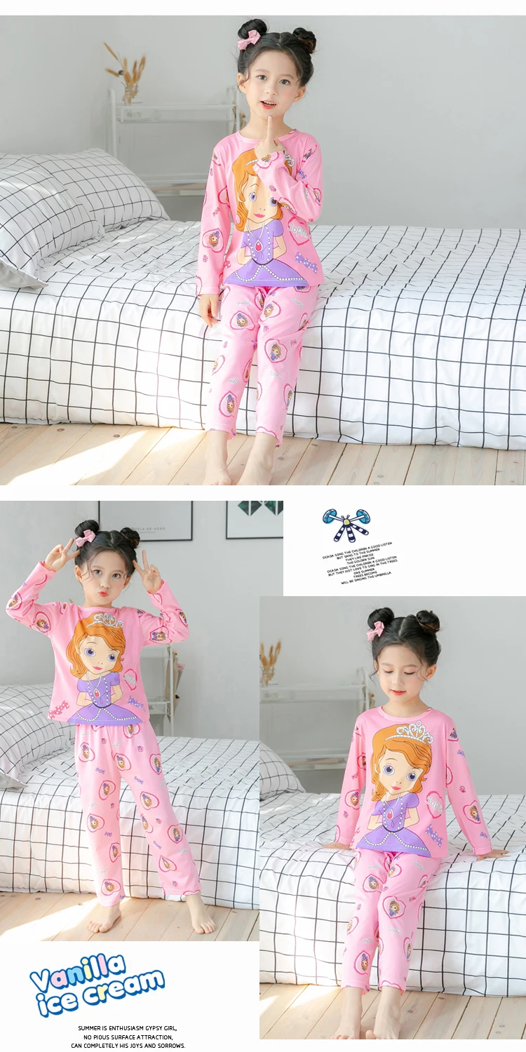 New Arrivals Autumn Winter Girl Pajamas Set Baby Long Sleeved Sleepwear Suit Big Girls Nightwear Pants Girl Tops Kids Gift