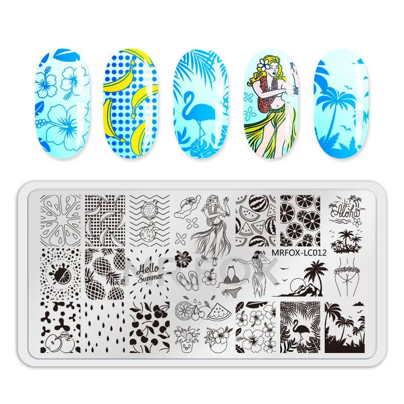 

1Pcs Cartoon Fruit Pattern Nail Art Stamping Plates Flowers Flamingo Image Stencils for Nails Stamp Tools Manicure Template