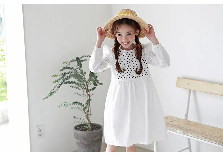 dot cotton teenage baby girl autumn dress with long sleeve 2018 children's ruffles dresses toddler girls clothing kids clothes (13)