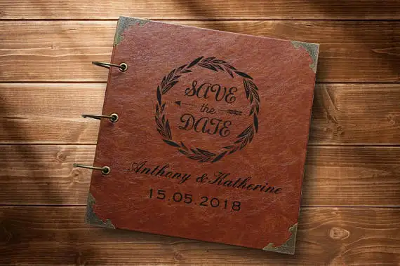 Wedding Guest Book, Personalized Photo Album, Leather Photo Album, Ring Binder Photo Album, Rustic Guest Book, Wedding Guest Boo