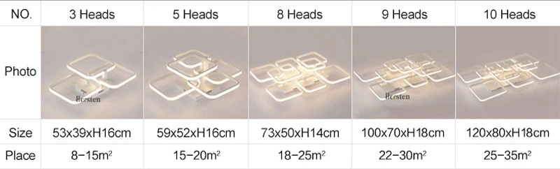 Modern Creative DIY LED Chandelier Lights Aluminum Rectangle Dimmable Ceiling Chandelier Lamp For Living Room Bedroom Home Lighting (1)
