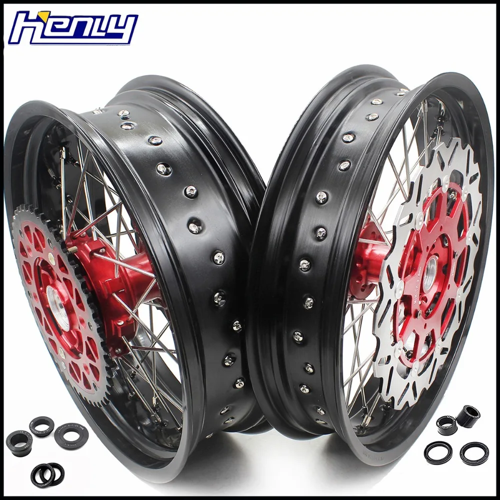 3.5/4.25*17 Complete Supermoto Cush Drive Wheels Set For HONDA XR650L