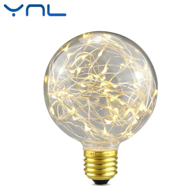YNL винтажный Сказочный светодиодный светильник Эдисона G95 E27 220 V RGB Гирлянда
