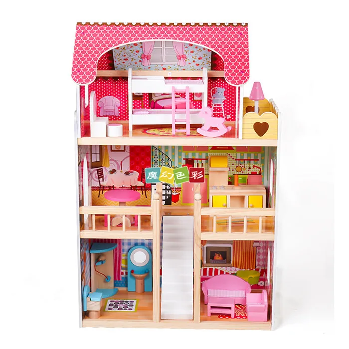 

Pretend play dollhouse furniture toys Wooden dolls house kids girls toys miniatura juguetes niña kitchen figures