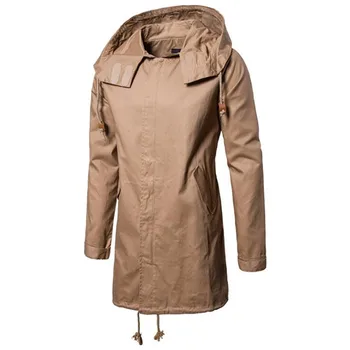 

Men's Windbreakers 2018 Autumn Winter New Mens Hooded Jacket Coat Man Long Cardigan Casual Trenchcoat Outerwear