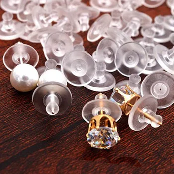 

Earring Finding 100PCS/Lot White Rubber Back Silicone Round Ear Plugging Earnuts Skid Resistance Handmade Finding 10PCS/Lot DIY