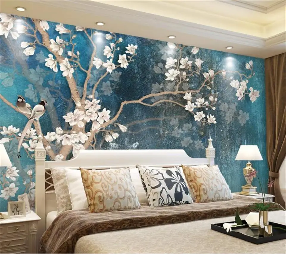 custom 3d photo wallpaper bed room mural antique hand-painted orchids photo background wall non-woven wallpaper for living room