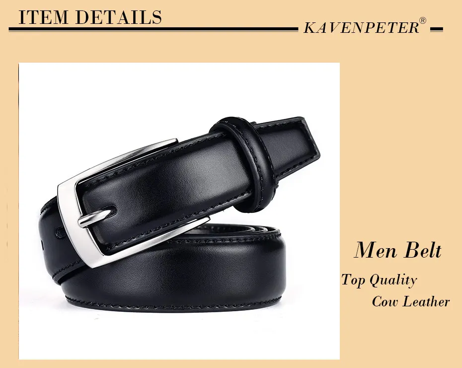 Классический кожаный ремень для мужчин Роскошные бизнес мужской ремни из воловьей кожи 3,0 см повседневное булавки Пряжка для дропшиппинг