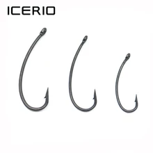ICERIO 100pcs/pack Lengthy Shank Carp Fishing Hook Telflon Coating Lengthy Shank Curved Shank Carp Hook to be used with pop ups