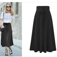 Макси юбка ограниченная по времени длинная юбка в стиле Лолиты Saia Миди юбка-пачка Женская осень высокая талия ремни дикого цвета для женщин