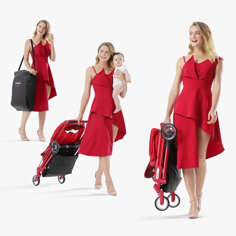 

Playkids Lightweight Baby Stroller High Landscape Four-wheeled Trolley Foldable Portable Stroller Newborns Children Pushchair