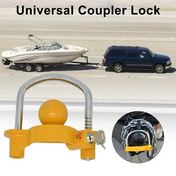 

9x9x3cm Trailer Hitch Security Lock Adjustable Anti-Theft Storage Towing Coupler Lock With 2 Keys-Heavy Duty Design Steel Bar