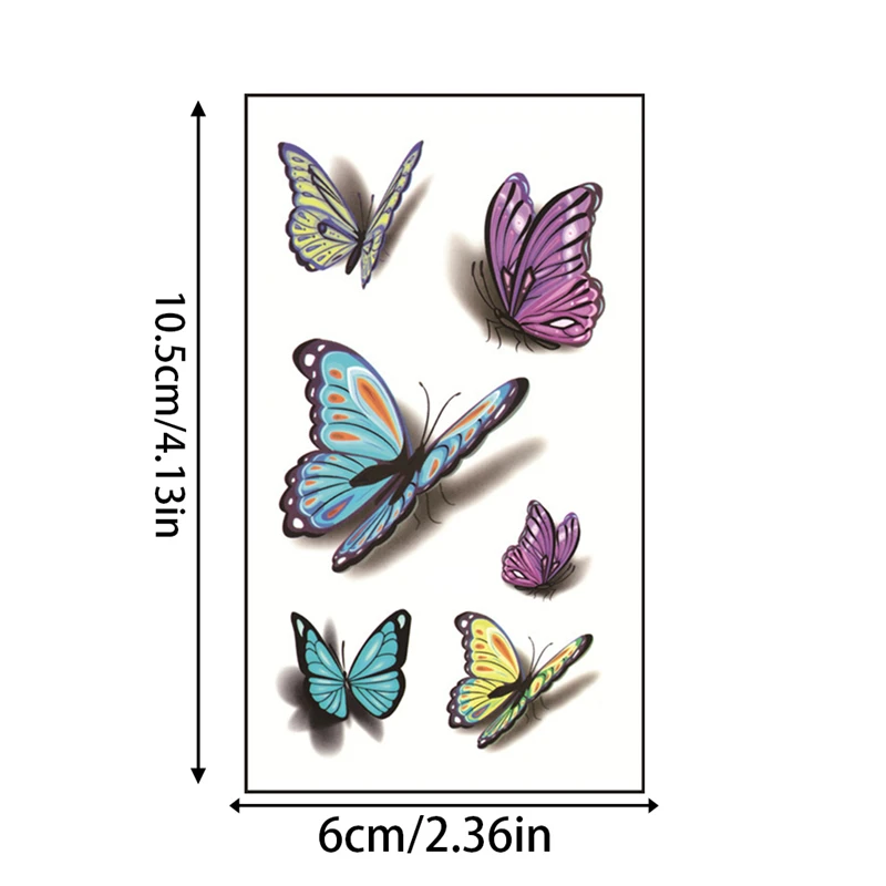 Новое поступление 10,5x6 см 3D бабочка временные татуировки наклейки боди-арт съемный водонепроницаемый поддельные татуировки 10 шт