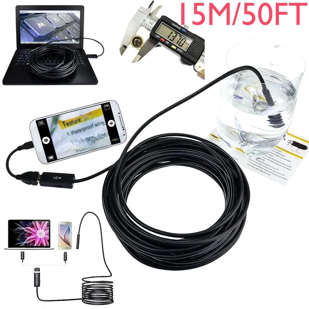 15 м Труба Камера для обследования эндоскоп водонепроницаемый IP66 огни Micro USB YPC-001-15M замена оборудования прочный
