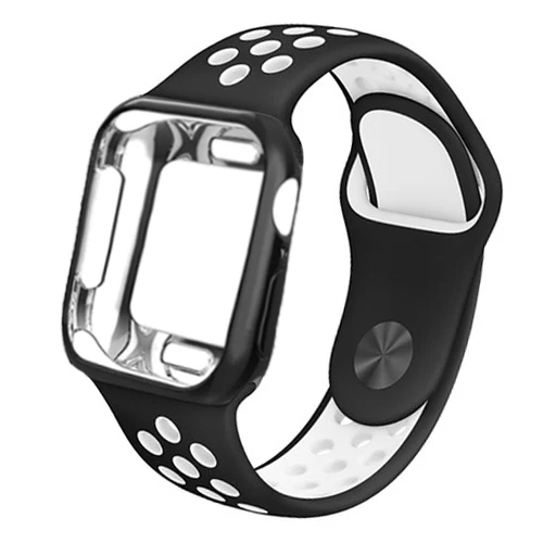 Чехол-бампер EIMO для Apple Watch 42 мм 38 мм iwatch ремешок 44 мм/40 мм силиконовый ремешок браслет серии 4 3 2 1 Аксессуары для часов - Цвет ремешка: black white 11