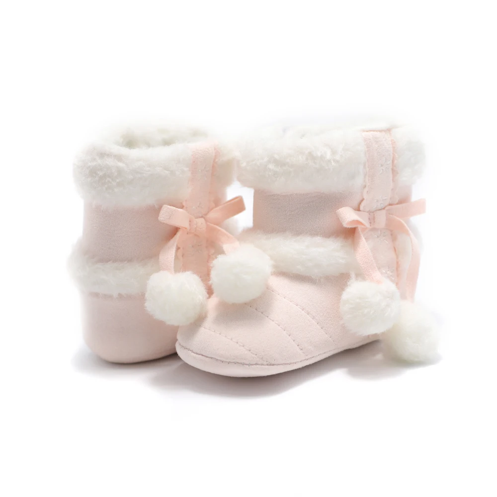 Супер теплые зимние сапоги для новорожденных девочек; детская мягкая однотонная обувь из искусственной шерсти; зимняя обувь для младенцев на Рождество; обувь для малышей