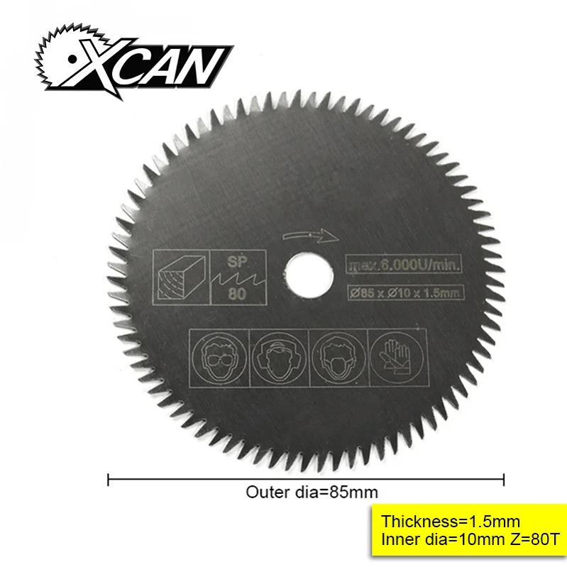 XCAN 1 шт. 85 мм Диаметр 10/15 мм 80 зубы Электрический HSS мини циркулярная пила Лезвие Мощность Инструменты Аксессуары для древесины/режущий диск для металла - Цвет: 1pc 85x10mm 80T