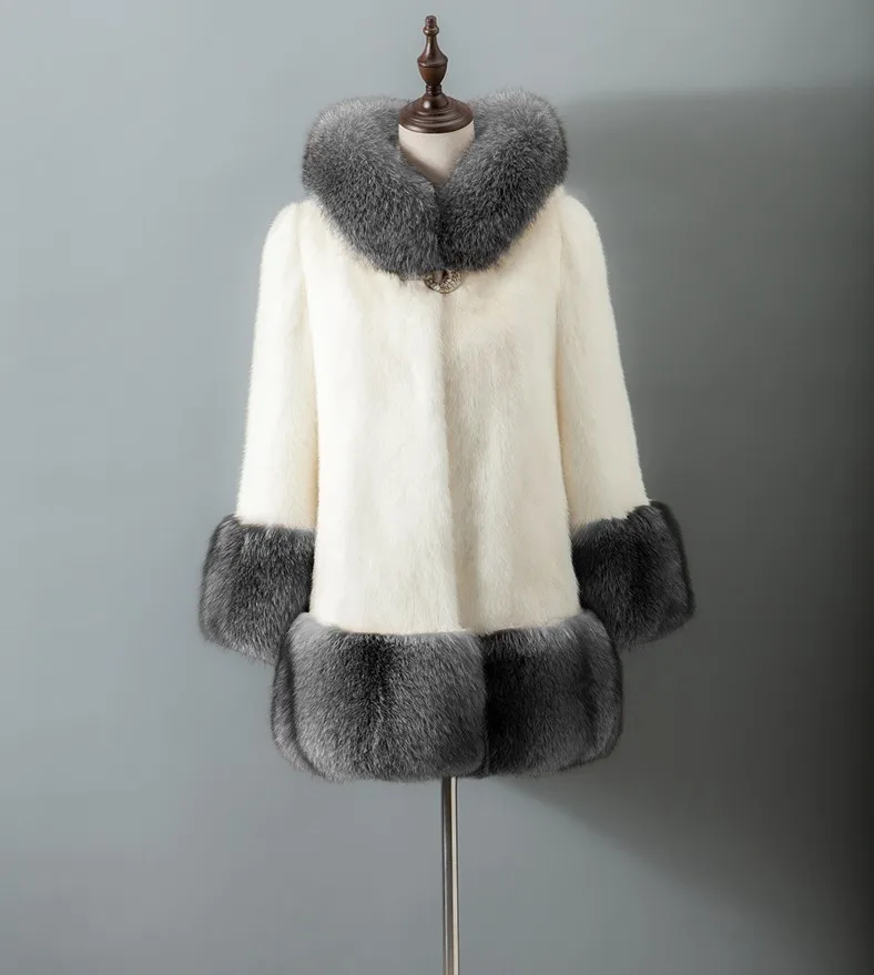 Genuo модное пальто размера плюс из искусственного меха Женское зимнее длинное пальто из искусственного лисьего меха Повседневная куртка женская верхняя одежда пальто с капюшоном