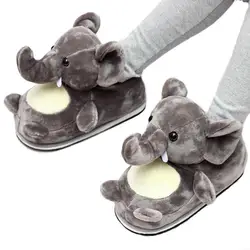 Милые животные Серые слоны стиль плюшевый домик обувь модные теплые Мультфильм Косплей Забавный мультфильм домашние тапочки для женщин