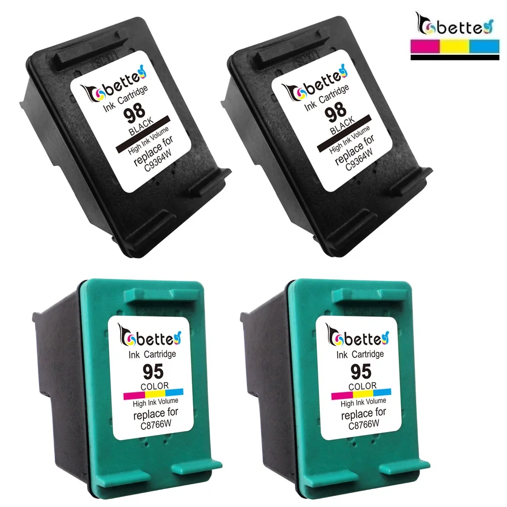 4 Pack, cartuchos de tinta para HP 98 95 HP 98 HP OfficeJet 95 6300 todo en  uno 6301 6304 6305 6307 6308 6310 6310 V 6310xi 6313 6315 6318|cartridge  tape|cartridge emptycartridge components - AliExpress