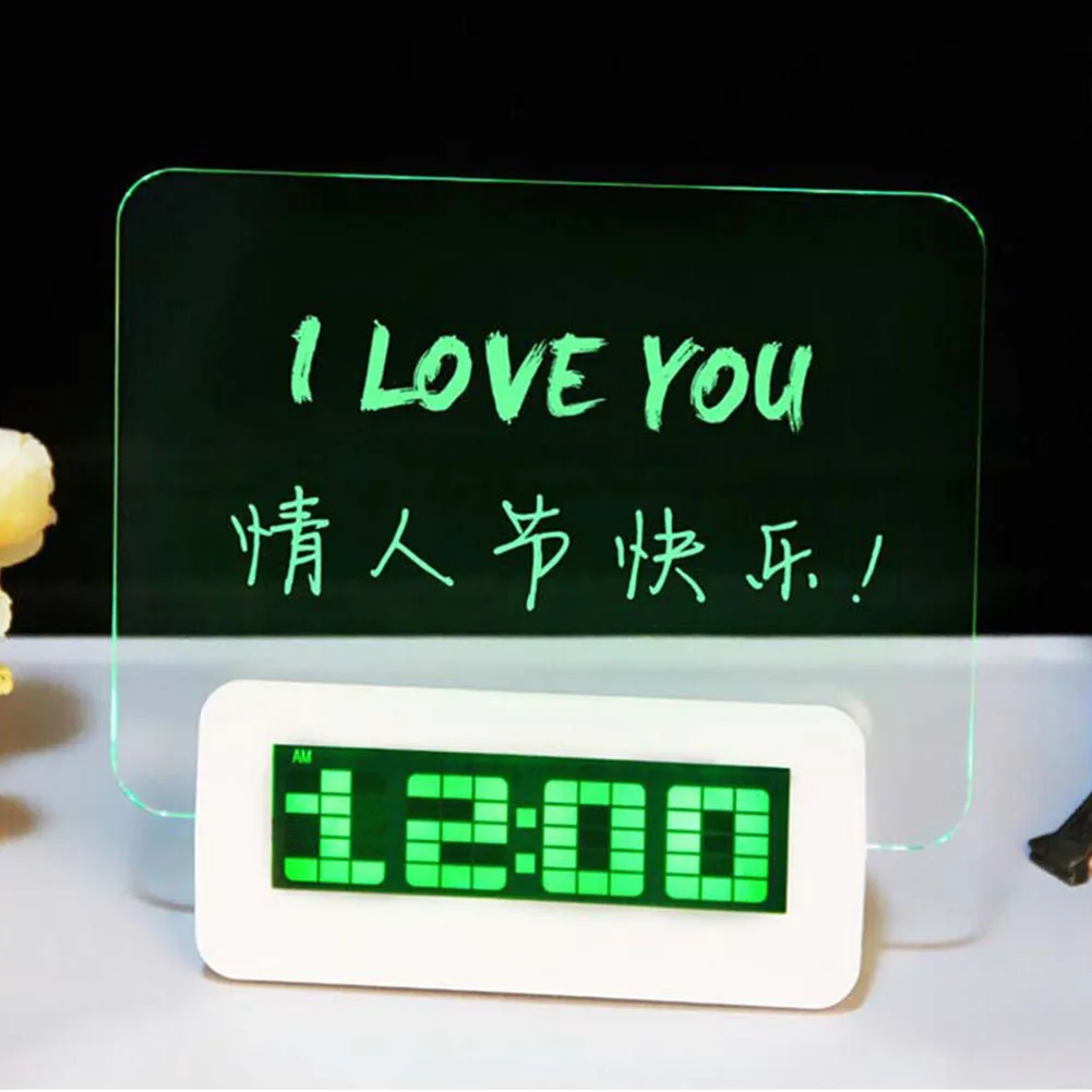 

Memo Board Electric Unqiue UV Multifunctional Alarm Backlight Fluorescent Clock