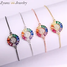 10 шт., красочный CZ Циркон Радужный Браслет Femme медная цепочка сердце круг браслеты и браслеты для женщин ювелирные изделия