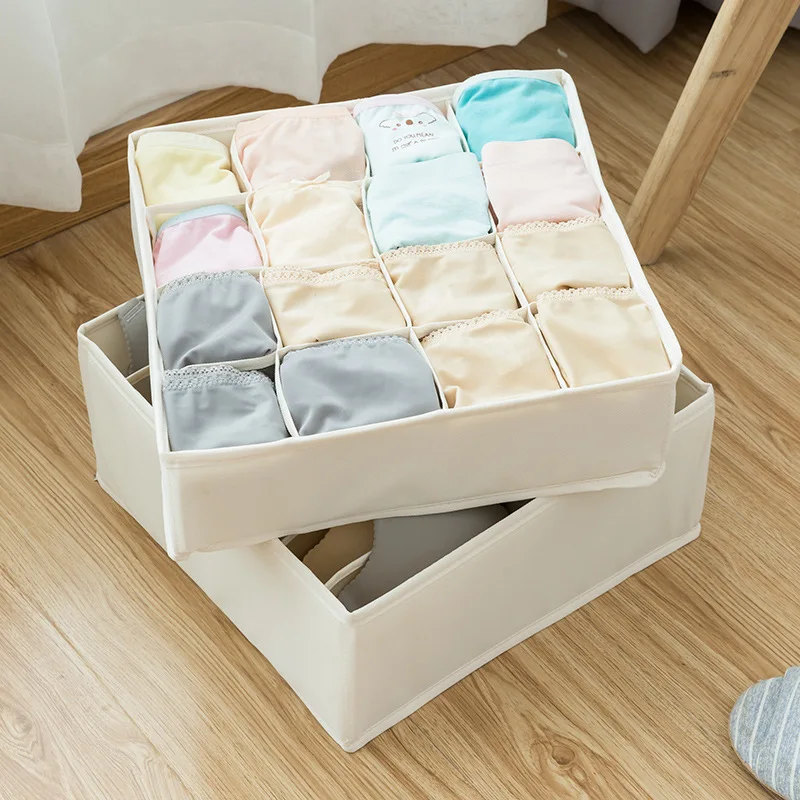 

2PCS New Style Foldable Storage Box For Shoes Wardrobe Closet Organizer Sock Bra Underwear Cotton Storage Bags