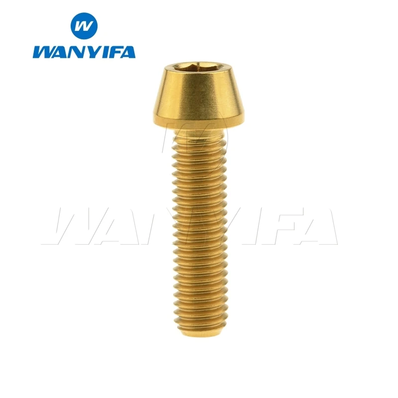 Wanyifa M8x15 20 25 30 35, 40 45 50 70mm конические головки винт с титановым болтом для велосипедного тормоза велосипедный крепеж - Цвет: M8x30 Gold