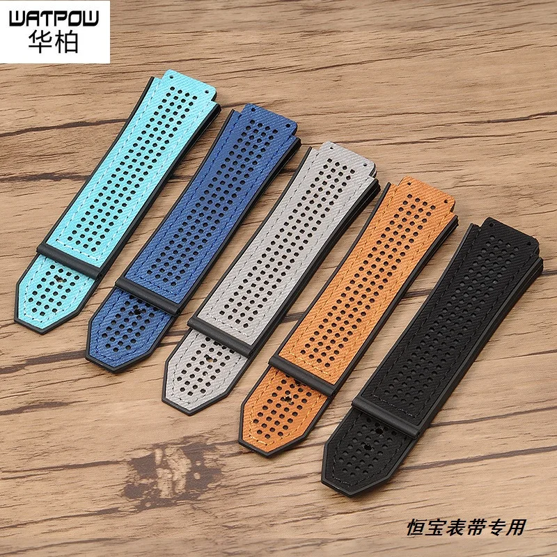 Male silica gel watch band is suitable for hublot big explosion series sports breathable rubber band 25*19mm, waterproof