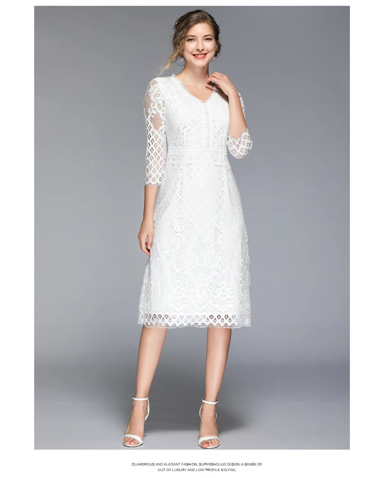 Летние платья и сарафаны с v-образным вырезом, открытое белое кружевное платье оптом, женская акция, модные шифоновые платья Aline