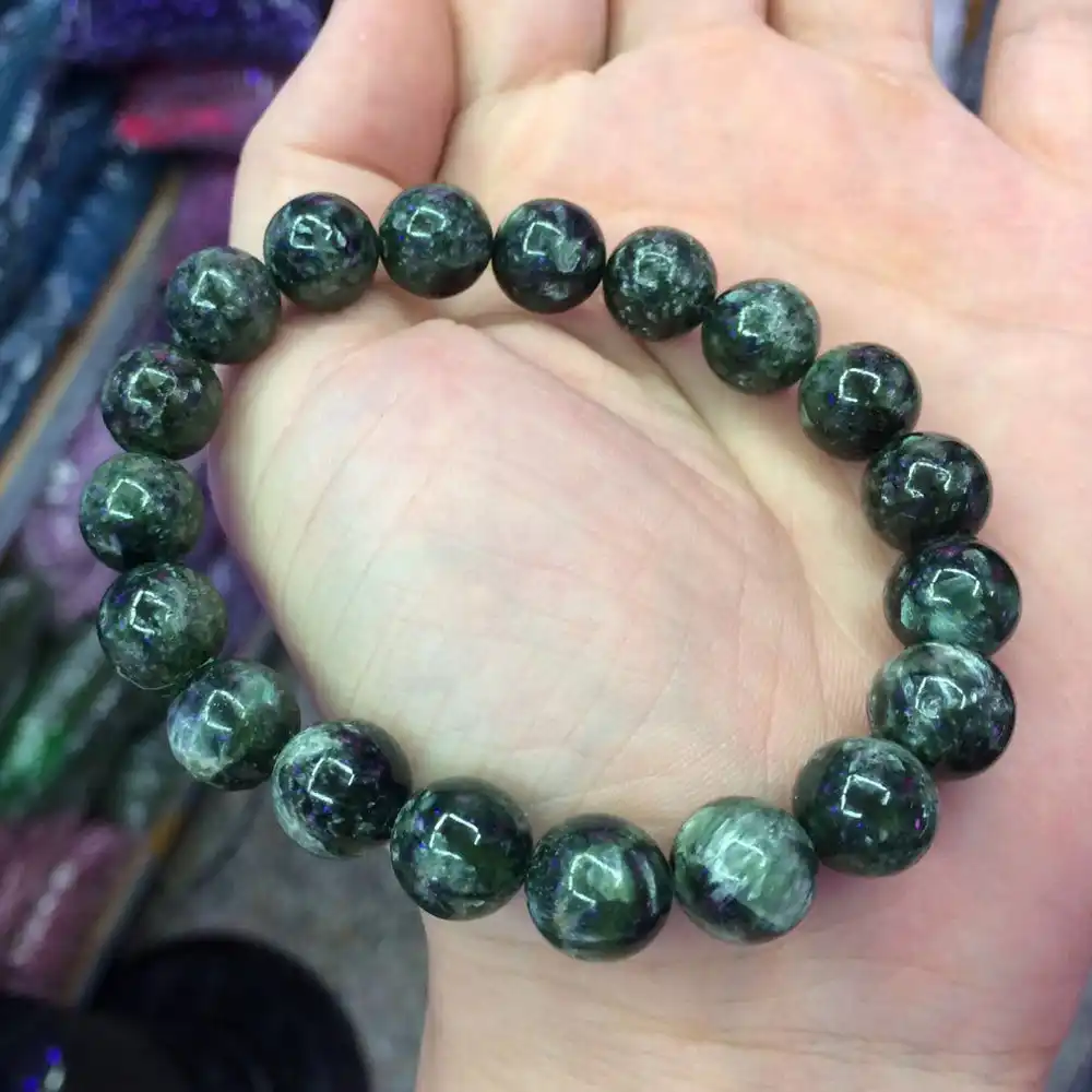 10mm Charoite Beaded Bracelet with 14K Solid Gold Corrugated Bead