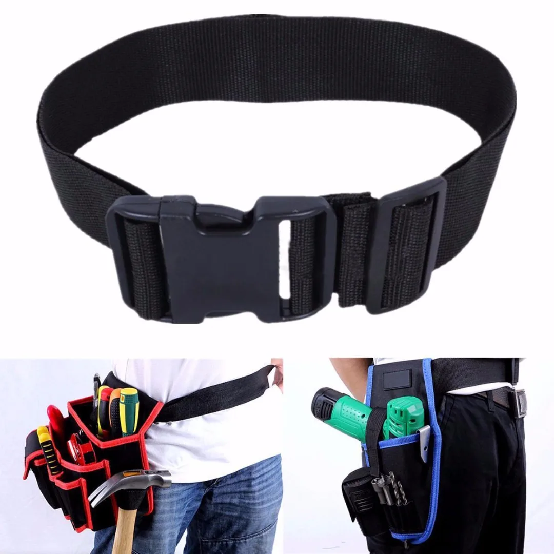 1pc Quick Release Nylon Belt Adjustable Work Waist Bag Belts Black Waistband Pouch Bag Accessories