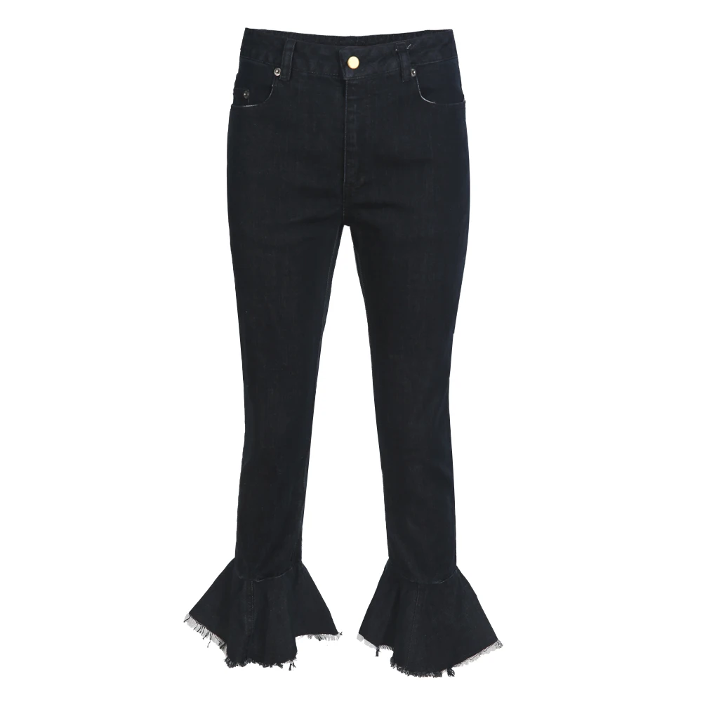 jeans with frills at the bottom