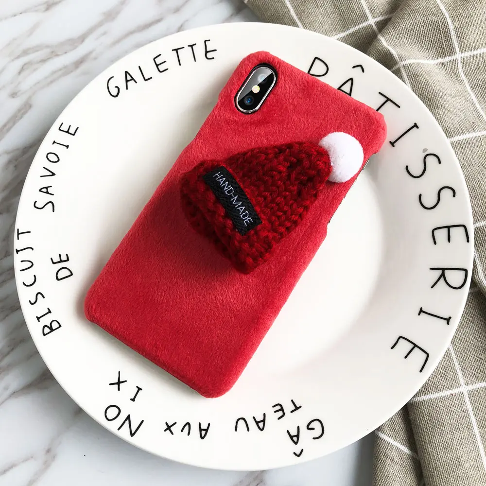 KISSCASE-Christmas-Hat-Phone-Case-For-iPhone-X-XS-Max-XR-5-5S-Se-Fur-Plush(9)