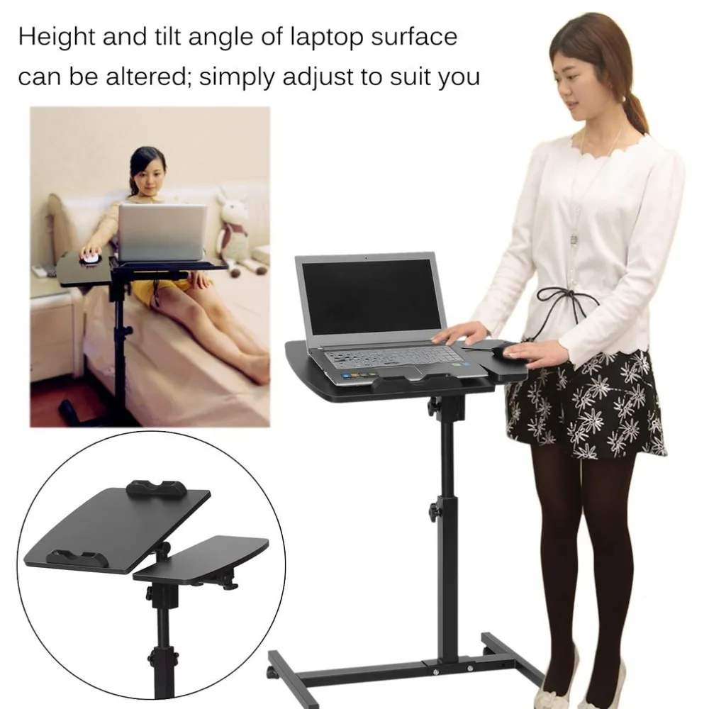 Portable Lap Sofa Bed Tray Height Adjustable Computer Desk Foldable Table Stand Sturdy Wood Steel Notebook Desk