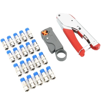 

Elisona 22PCS Coaxial Wire Cable Tool Kit with Compression Pliers Wire Stripping Strippers F Heads for RG59 6 Cable-TV Video Au